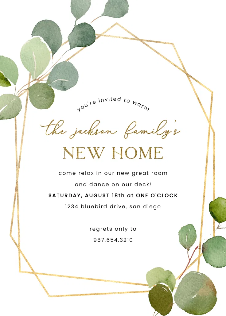 Geometric eucalyptus - ev ısınma partisi davetiyesi